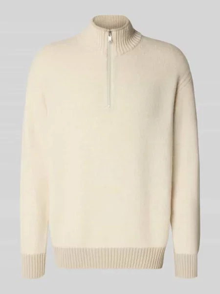 Boss Sweter Typu Troyer Kobear beige beżowy