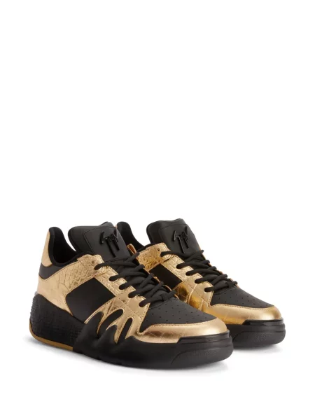 Sneakersy Giuseppe Zanotti sznurowane koronkowe złote