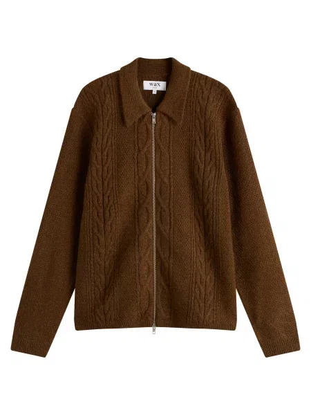 Dzianinowa kurtka woskowana Wax London brązowa