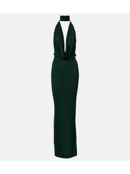 Rochie Aya Muse din jerseu drapată verde