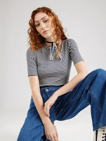 Soft Rebels Tricou Fenja albastru marin alb