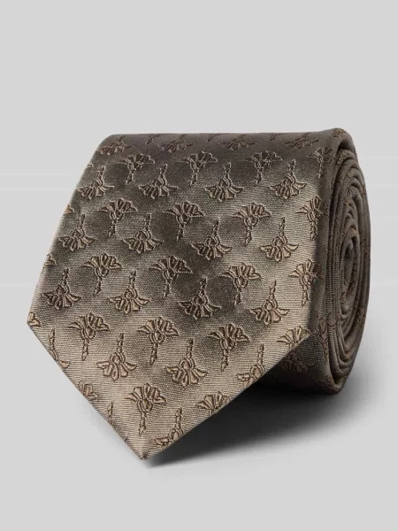 Krawat z jedwabiu ze wzorem na całej powierzchni 8 cm Joop! Collection beżowy