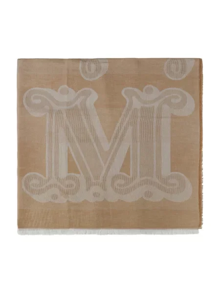 Szal Max Mara z logo beżowa