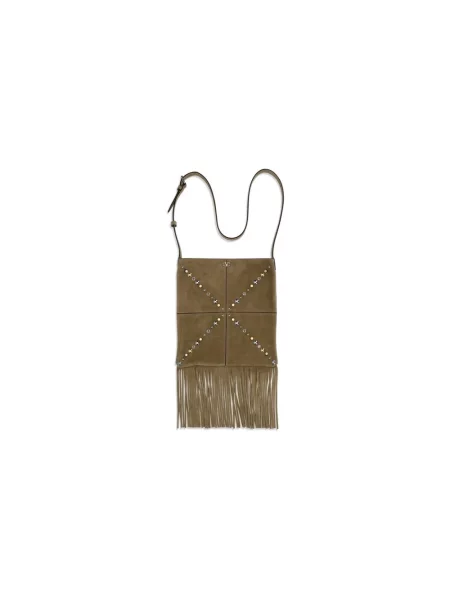 Lniana torba crossbody Valentino Garavani beżowa