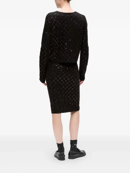 Cardigan Karl Lagerfeld cu paiete tricotate negru