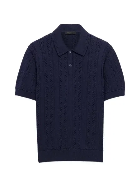 Scurt tricou polo Prada ajurat albastru