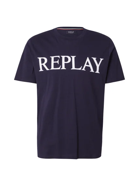 REPLAY Tricou albastru marin alb