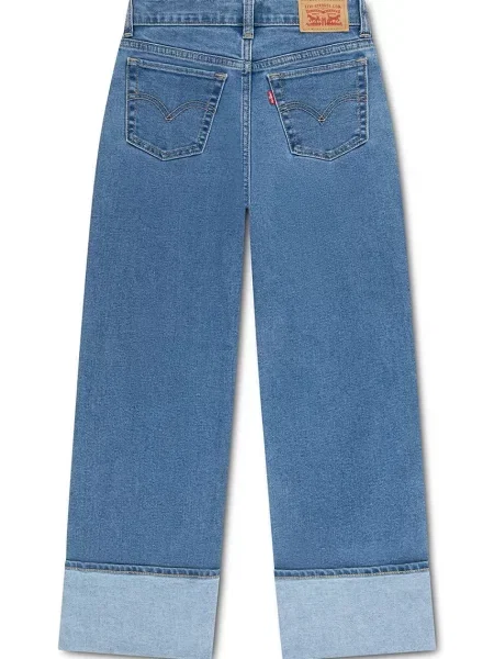 Levi's дънки wide leg за деца WIDE LEG JEANS W/ROLL-CUFF синьо