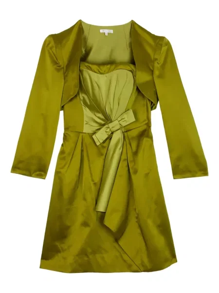 Rochie Paule Ka cu funde plisată de costum verde
