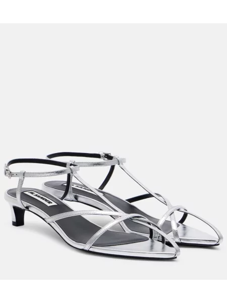 Sandale Jil Sander din piele argintiu