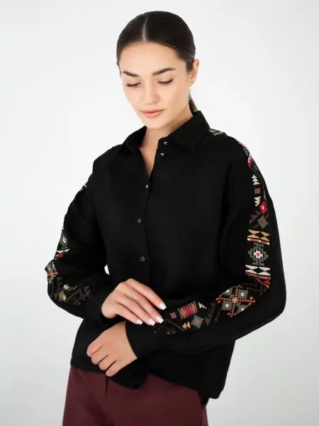 Лляна Блуза Едельвіка чорний