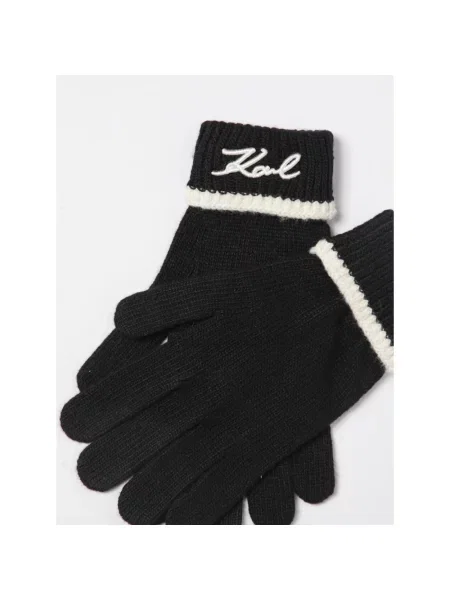 Dzianinowe rękawiczki Karl Lagerfeld z logo czarne