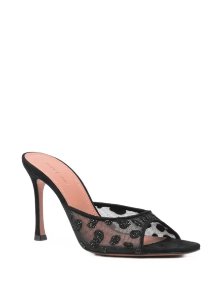 Papuci de casă Amina Muaddi cu model leopard plasă negru