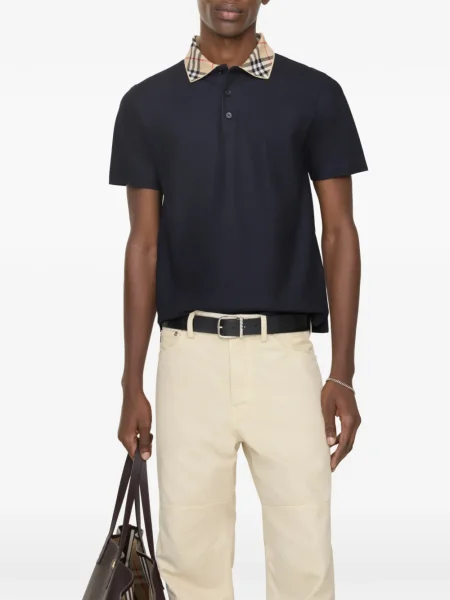 Καρό με κολάρο polo Burberry μπλε
