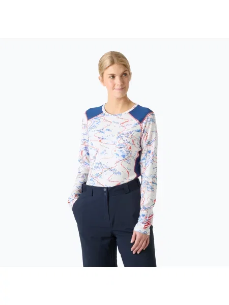 Bluză termoactivă pentru femei Helly Hansen Lifa Active white slope map aop alb