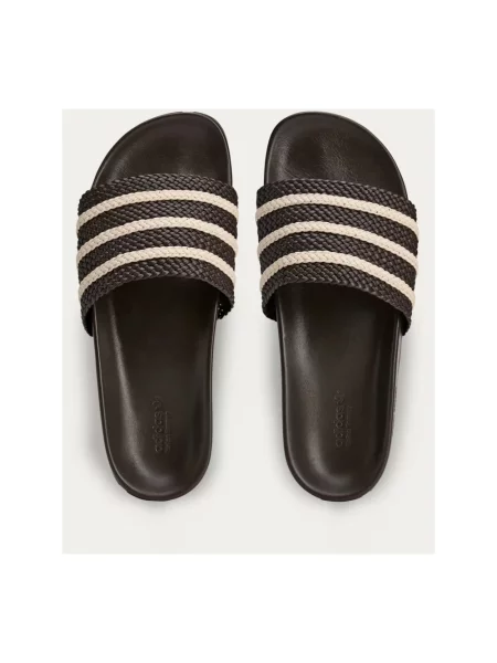 Klapki Adidas skórzane brązowe