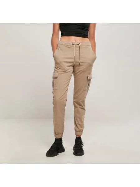 Běžecké pás cargo kalhoty Urban Classics s vysokým pasem béžové