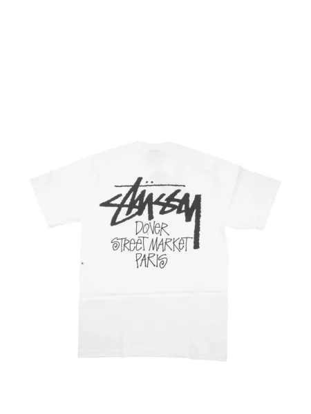 Tricou Stüssy cu decolteu rotund scurt alb