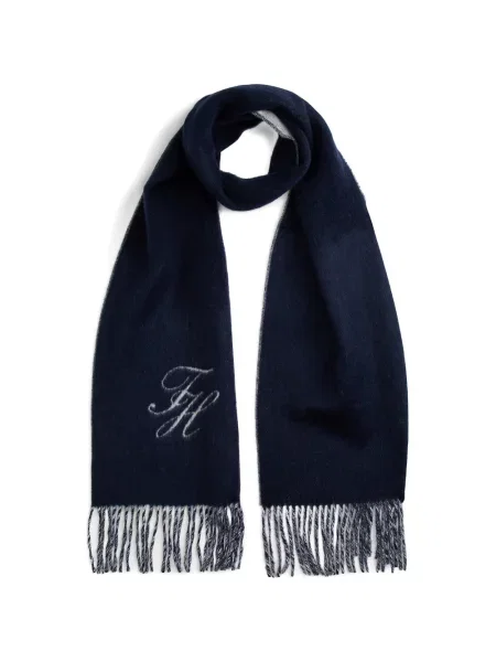 Fular Tommy Hilfiger cu franjuri albastru