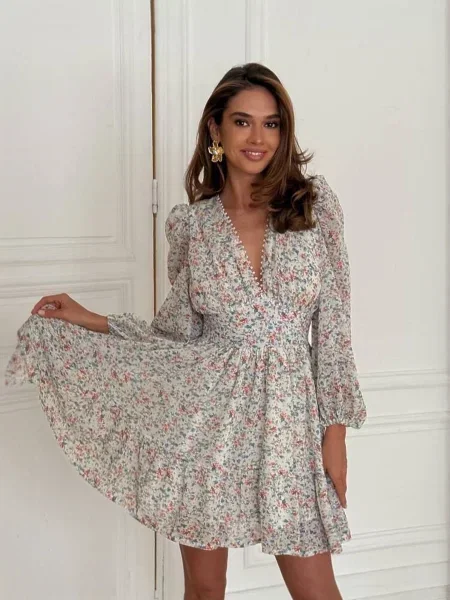 Сукня міні Milirud молочний шифон