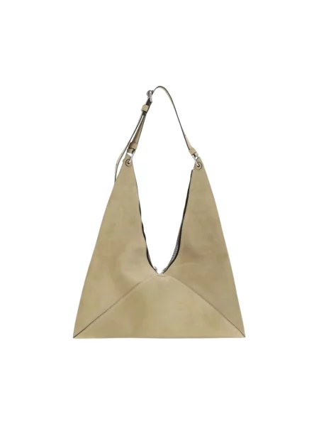 Torebka Moschino skórzana w geometryczne wzory beżowa