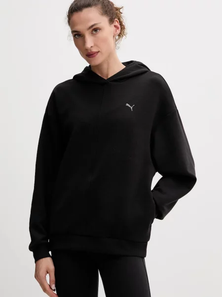 Puma bluza z kapturem z nadrukiem czarny