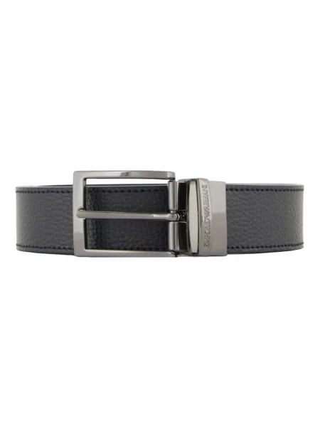 Pasek Emporio Armani skórzany z nadrukiem dwustronny niebieski