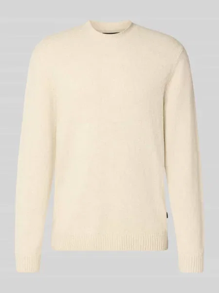 Sweter z dzianiny z kołnierzykiem polo model ‘MAVERICK’ Jack & Jones Premium biały