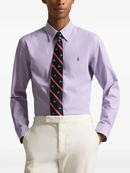 Tricou polo Polo Ralph Lauren cu autograf cu 5 buzunare în carouri gri