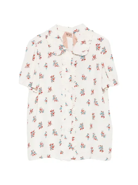 Bluză N°21 cu model floral cu imagine alb