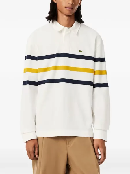 Tricou polo Lacoste cu dungi alb