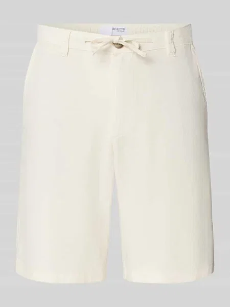 Szorty chino o kroju regular fit z mieszanki bawełny i lnu model BRODY' Selected Homme białe