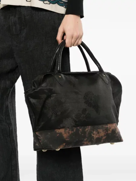 Geantă Communs cu model floral din jacard negru