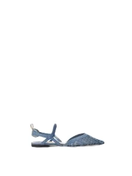 Satynowe balerinki Fendi niebieskie