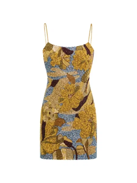 Rochie mini Cult Gaia cu model floral galben