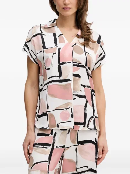 Scurt top Joseph Ribkoff cu imagine cu imprimeu abstract alb