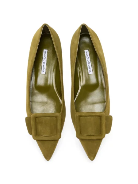Balerini Manolo Blahnik cu cataramă verde