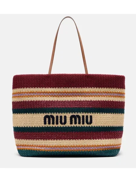 Geantă shopper Miu Miu cu dungi
