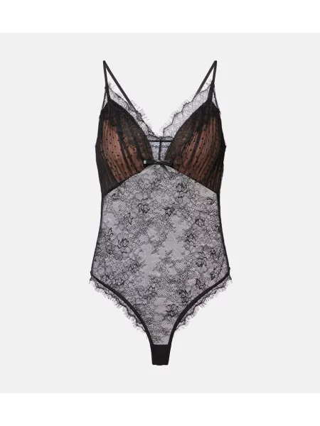 Body Self-portrait cu broderie plasă negru