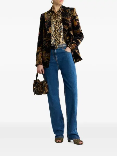Cămașă Etro de mătase cu imagine cu model leopard