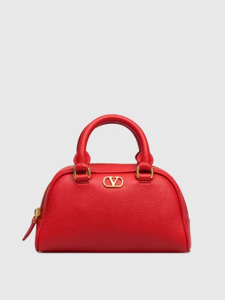 Шкіряна сумка-міні з емблемою VLogo Valentino червона
