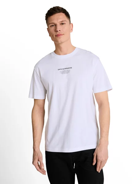 TOM TAILOR DENIM Tričko slonová kosť / tyrkysová / čierna biela