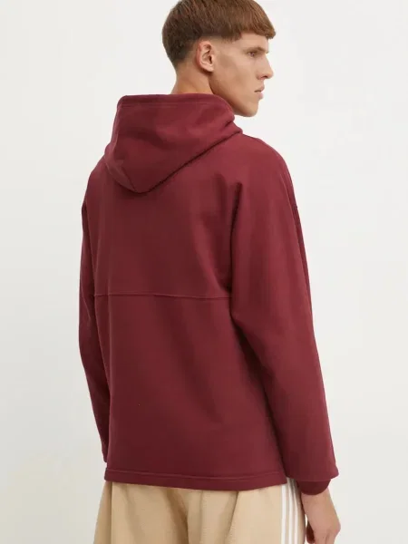 Mikina adidas Originals vínová s kapucí s potiskem