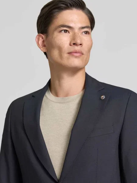 Marynarka na 2 Slim Fit z mieszanka żywej wełny Cg - Club Of Gents granatowa