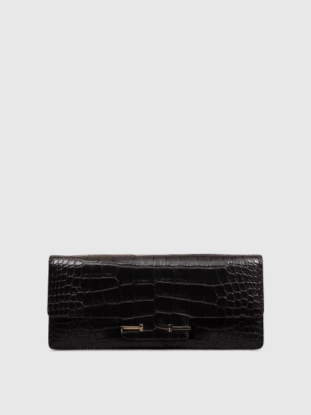 Шкіряна сумка AUBE E/W з тисненням під шкіру крокодила Tom Ford чорна