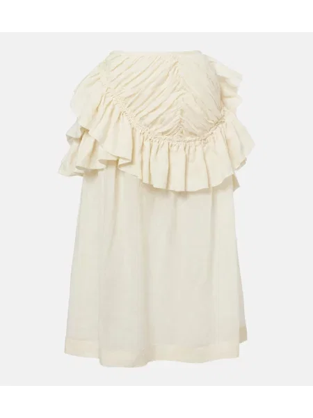 Fustă midi Dries Van Noten cu volane alb