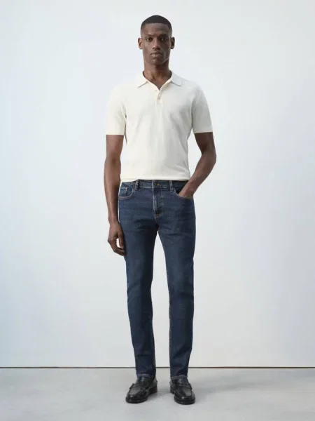 Dżinsy Jan slim fit Mężczyzna 46 MANGO MAN ciemnoniebieski