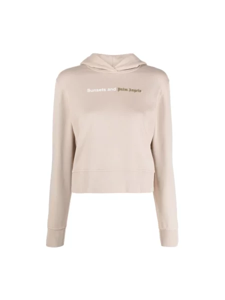 Bluza z kapturem Palm Angels z kapturem z nadrukiem beżowa