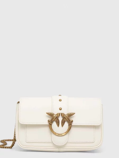 Pinko crossbody kabelka kožená bílá