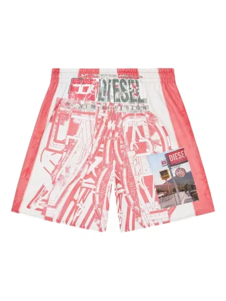 Pantaloni scurți Diesel cu imagine roșu